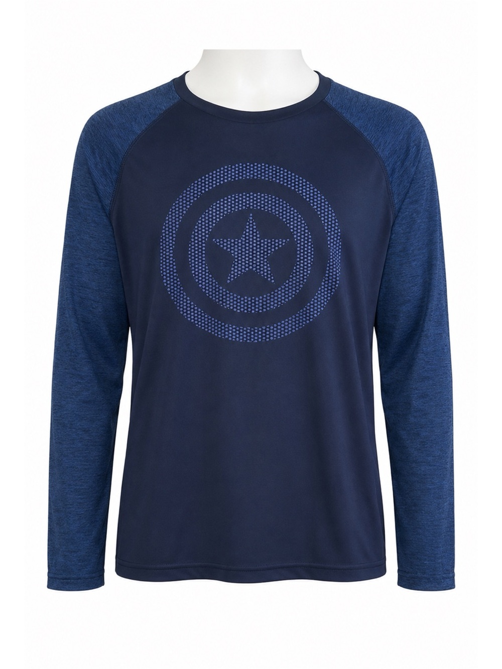 Size XL Marvel Captain America Men’s Shield Performance Long Sleeve Raglan Shirt